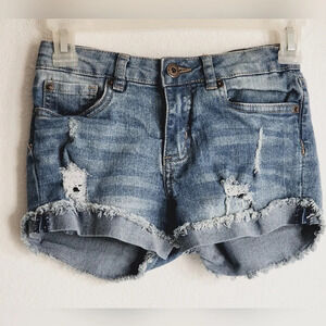 Lucky Brand Girls Denim Riley Short-Shorts 5 Pocket Design Frayed Hem Sz 10